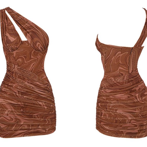 HOUSE OF CB 'Clementine' Swirl Print Cut Out Mini Dress - Picture 5 of 8